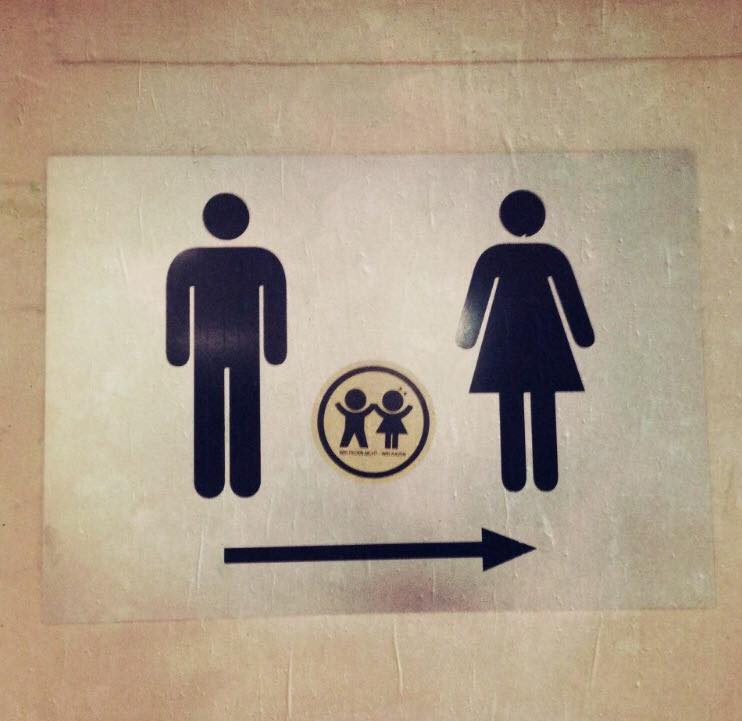 Toiletten Piktogramm Mann Frau Pfeil rechts